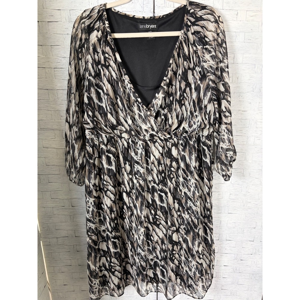 Lane Bryant Womens Dress faux Wrap V-Neck 3/4 Sleeve Lined Plus Size